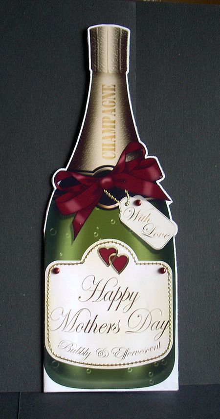 Large Dl Mothers Day Champagne Bottle Shaped Card by Joyce Watson