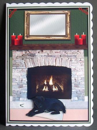 Patterdale Terrier Fire Place Scene by Joyce Watson