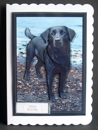 Black Labrador Beach Scene 3D Decoupage by Joyce Watson