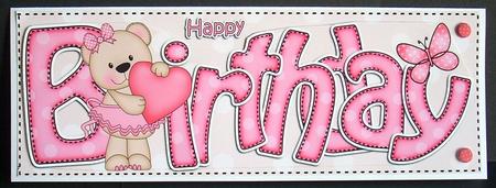 Large Dl Birthday Livvy Bear Card & 3D Decoupage by Joyce Watson
