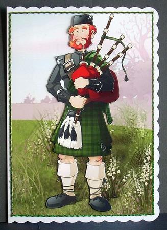 Bagpipe Player Dude Green Kilt by Joyce Watson