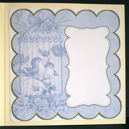 Blue Lovebirds Plain 8in Scallop Insert Panel by Joyce Watson