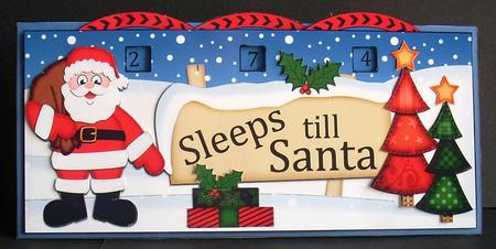 3D Xmas Santa Sleeps Till Santa Countdown Card by Joyce Watson