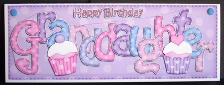 Large Dl Birthday Granddaughter Cupcakes Card & 3D Decoupage by Joyce Watson