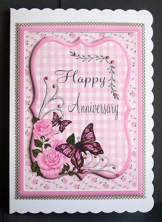 Pink Roses and Butterflies Anniversary Topper by Joyce Watson