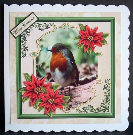 Robin on a Log Card Front with Topper by Joyce Watson