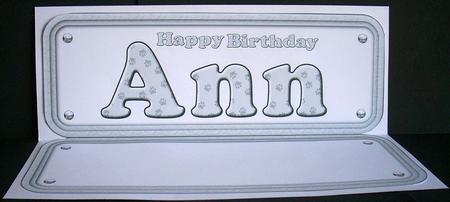 Ann Happy Birthday Name Sign Paw Print Insert by Joyce Watson
