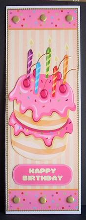 Birthday Cake and Candles Large Dl Card by Joyce Watson