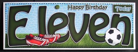 11th Birthday Football Large Dl Quick Card N 3D Decoupage by Joyce Watson