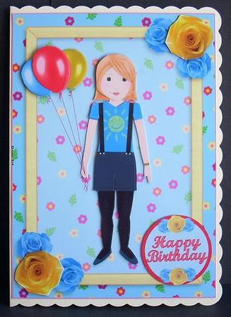 Party Girl Blue and Yellow A5 Decoupage Mini Kit by Joyce Watson