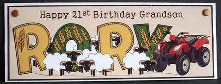 Sheep & Quad Bike Rory 21st Grandson Large Dl by Joyce Watson