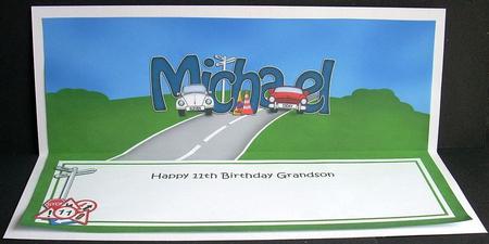 Large Dl 11th Birthday Grandson Michael Cars Insert by Joyce Watson