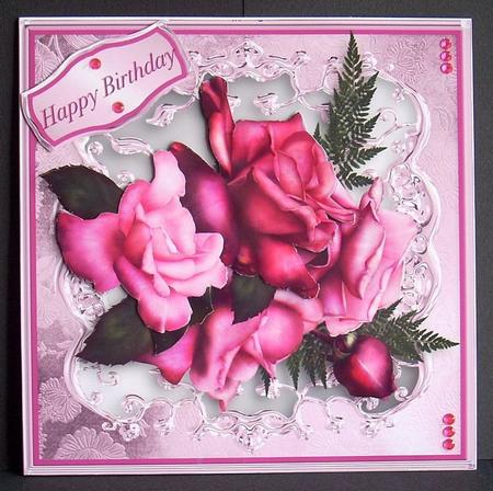 Pink Roses Metallic Frame Card Mini Kit by Joyce Watson