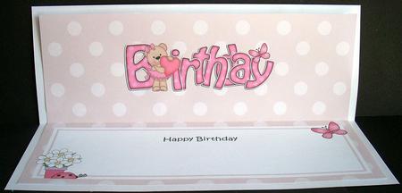 Birthday Livvy Bear Large Dl Matching Insert by Joyce Watson