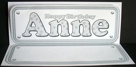 Anne Happy Birthday Name Sign Paw Print Insert by Joyce Watson