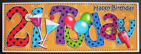 Birthday 21 Today Large Dl Quick Card 3D Decoupage by Joyce Watson