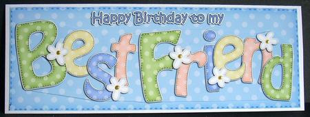 Large Dl Birthday Best Friend Dots & Flowers 3D Decoupage by Joyce Watson