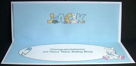 New Baby Boy Jack with Bunny & Pram Large Dl Insert by Joyce Watson