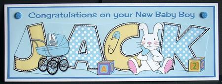 New Baby Boy Jack with Bunny & Pram Large Dl by Joyce Watson