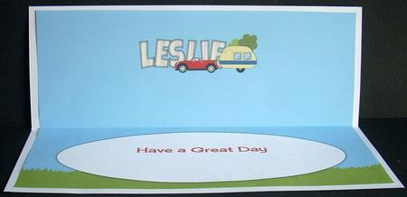 Red Car & Caravan Leslie Large Dl Insert by Joyce Watson