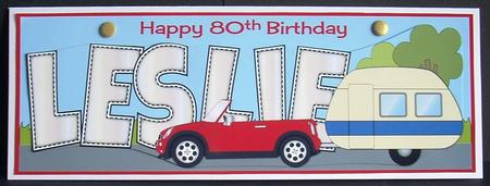 Red Car & Caravan Leslie 80th Large Dl by Joyce Watson