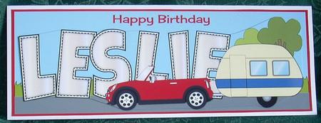 Red Car & Caravan Leslie Large Dl by Joyce Watson