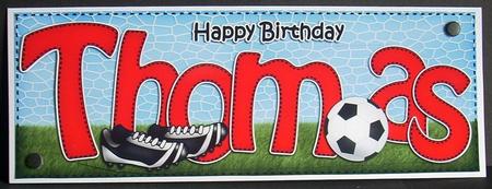 Large Dl Birthday Thomas Football Card & 3D Decoupage by Joyce Watson