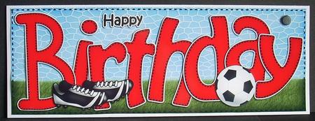 Large Dl Birthday Football Card & 3D Decoupage by Joyce Watson