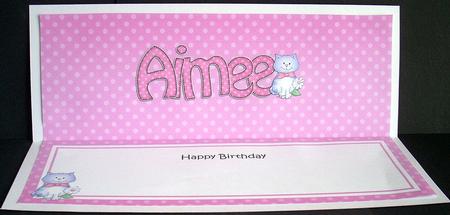 Large Dl Birthday Aimee Cat Insert by Joyce Watson