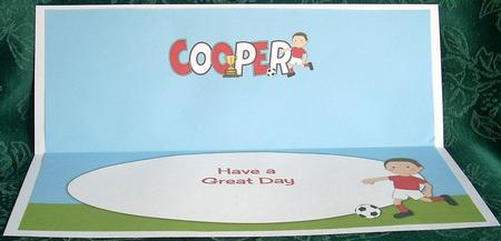 Footballer in Red & White Cooper Large Dl Insert by Joyce Watson
