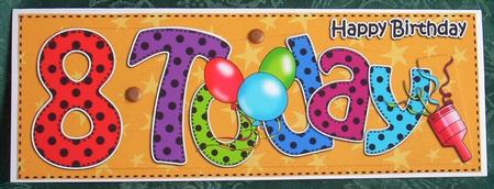 Large Dl 8th Birthday Celebrations Card & 3D Decoupage by Joyce Watson