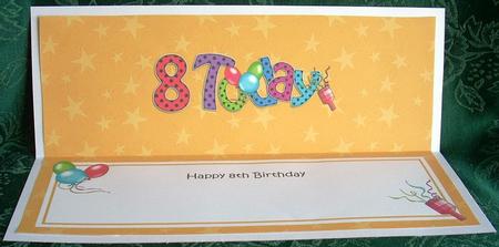 Large Dl 8th Birthday Celebrations Insert by Joyce Watson