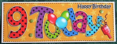 Large Dl 9th Birthday Celebrations Card & 3D Decoupage by Joyce Watson