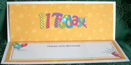 Large Dl 11th Birthday Celebrations Insert by Joyce Watson
