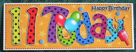 Large Dl 11th Birthday Celebrations Card & 3D Decoupage by Joyce Watson