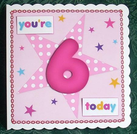 Girls Starry 6th Birthday Quick Card by Joyce Watson