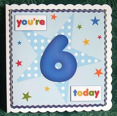 Boys Starry 6th Birthday Quick Card by Joyce Watson