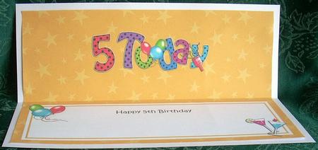 Large Dl 5th Birthday Celebrations Insert by Joyce Watson