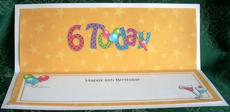 Large Dl 6th Birthday Celebrations Insert by Joyce Watson