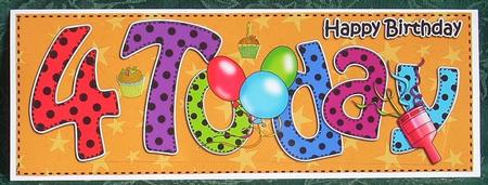 Large Dl 4th Birthday Celebrations Card & 3D Decoupage by Joyce Watson