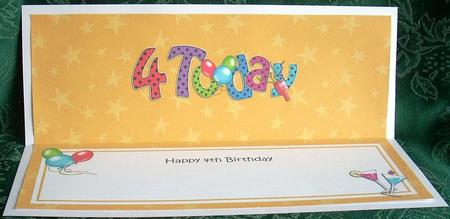 Large Dl 4th Birthday Celebrations Insert by Joyce Watson
