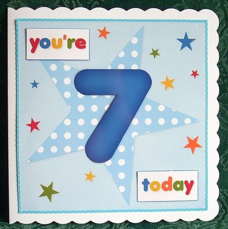 Boys Starry 7th Birthday Quick Card by Joyce Watson