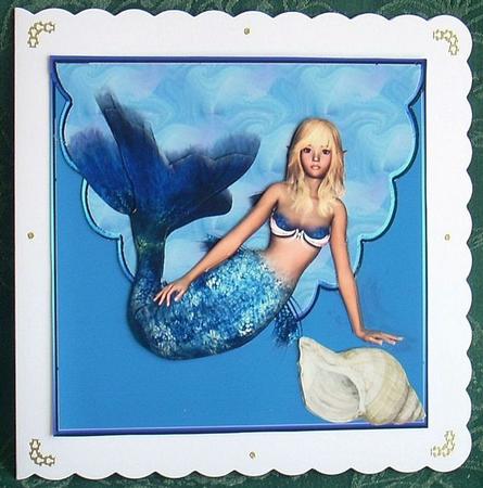 Mermaid Square Envelope Card by Joyce Watson