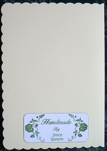 Labels Saying Handmade by in Green by Joyce Watson