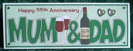 Red Wine Mum & Dad 55th Anniversary Large Dl by Joyce Watson