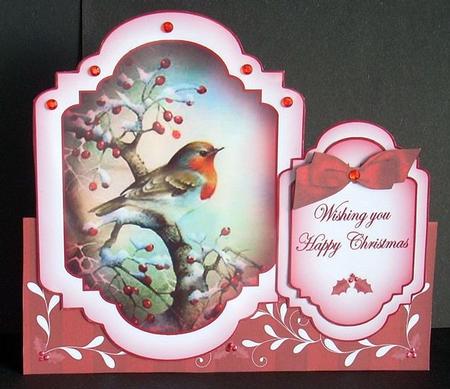 Red Robin Large Fancy Stand Up Card N Envelope Kit by Joyce Watson