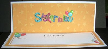 Large Dl Birthday Sister in Law Celebrations Insert by Joyce Watson
