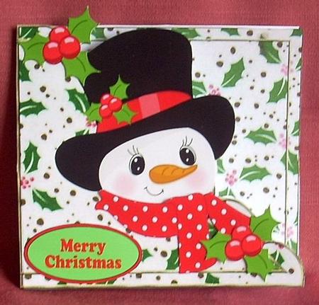 A Lovely Jolly Snowman in Top Hat & Scarf Over the Edge by Joyce Watson