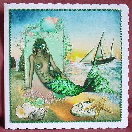 Mermaid Scenic Card Topper with Decoupage by Joyce Watson