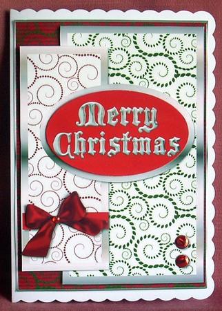 Oval Sketch Card - Merry Christmas Silver by Joyce Watson